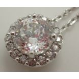 925 silver fancy cubic zirconia pendant on 925 silver necklace