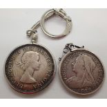 1899 Victoria half crown and Canada silver 1962 dollar both loose mounted