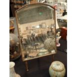 Pitch pine framed bevelled edge dressing mirror H: 60 cm