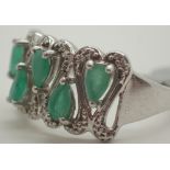 925 silver fancy pear cut emerald ring size U CONDITION REPORT: We cannot confirm