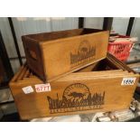 Five wooden crates marked Hogsmead 35 x 14 x 22 cm H