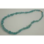 Raw blue topaz stone necklace with 9ct gold clasp