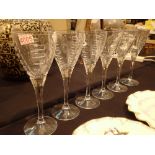 Set of six Edinburgh crystal wine glasses H: 25 cm