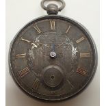 Victorian open face silver pocket watch with fusee movement A/F