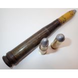 Three German brass cased bullets longest L: 21 cm