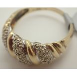 9ct white gold diamond set fancy ring size Q / R