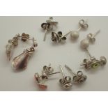 Six pairs of earrings stamped 925