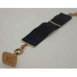 9ct gold Georgian style fob watch seal fob with ribbon initials GH in seal 5.