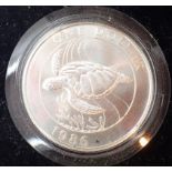 1986 Bermuda silver dollar commemorative coin and silver proof 2007 60th wedding anniversary coin