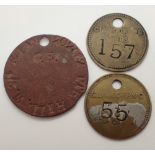 Fibre WWI ID tag to PTE W Hill Royal Lancs Regt 202462 and two brass ID tags to Glyn Corwyg