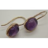 9ct gold cabochon amethyst earrings