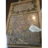 Hand tinted and ink drawn map of West Midlands