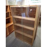 Large pine four shelf display cabinet with lockable sliding glass doors 94 x 40 x 160 cm H ( option