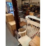 Collection of mixed furniture including rocking chair mahogany coat rail etc