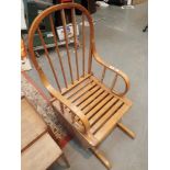 Modern pine stickback safety rocking chair