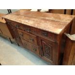 Large Arts and Crafts style sideboard two drawers over two cupboards and two central drawers L: 135