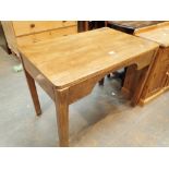 Pine Kingfisher Ltd West Bromwich school desk with kneehole and original ink well hole L: 91 cm