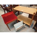 Vintage tea trolley dressing table stool and magazine rack