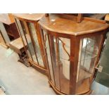 Collection of mixed furniture including two display cabinets chair and tables