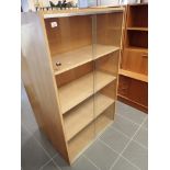 Large pine four shelf display cabinet with lockable sliding glass doors 94 x 40 x 160 cm H