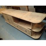 Large pine unit with single drawer and cupboard ( rear legs in drawer ) L: 185 cm