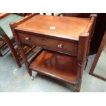 Mahogany tea trolley with single cutlery draw and original ceramic castors ( one castor in drawer )