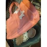 Radley pink handbag and green leather ha