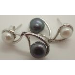 925 silver genuine grey and white pearl