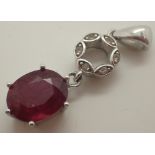 925 silver large red stone pendant