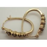 9ct gold fancy smokey quartz hoop earrin