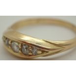 18ct gold five stone set ring size R