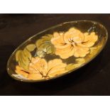 Moorcroft oval Coral Hibiscus bowl L: 23