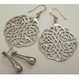 Two pairs of earrings stamped 925