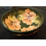 Moorcroft Coral Hibiscus footed bowl D: