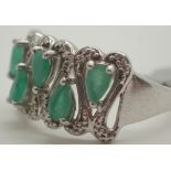 925 silver fancy pear cut emerald ring s