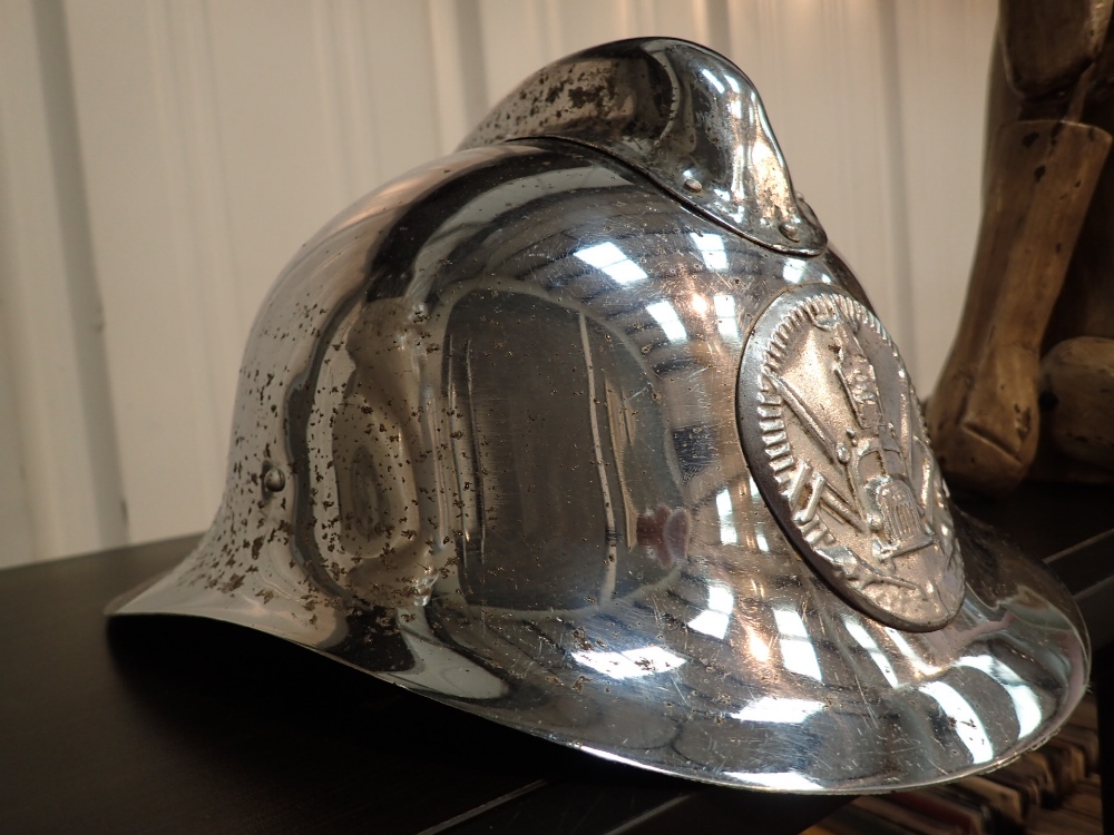 1950s French chromed steel fireman helme