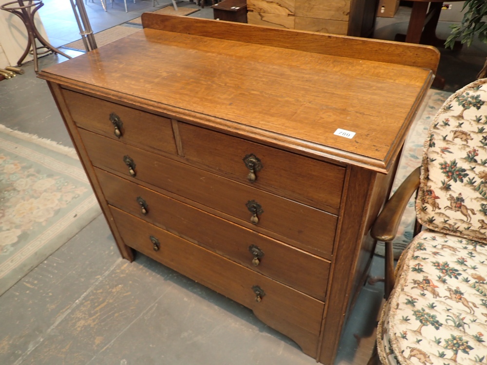 Oak chest of two short over three long drawers