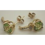 9ct gold peridot and diamond earrings