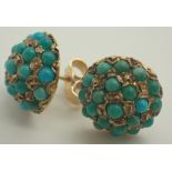 9ct gold vintage turquoise stud earrings