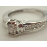 9ct white gold 0.40ct diamond ring size