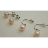 Two pairs of genuine pearl earrings stam