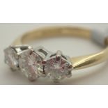 18ct gold three stone moissanite ring si