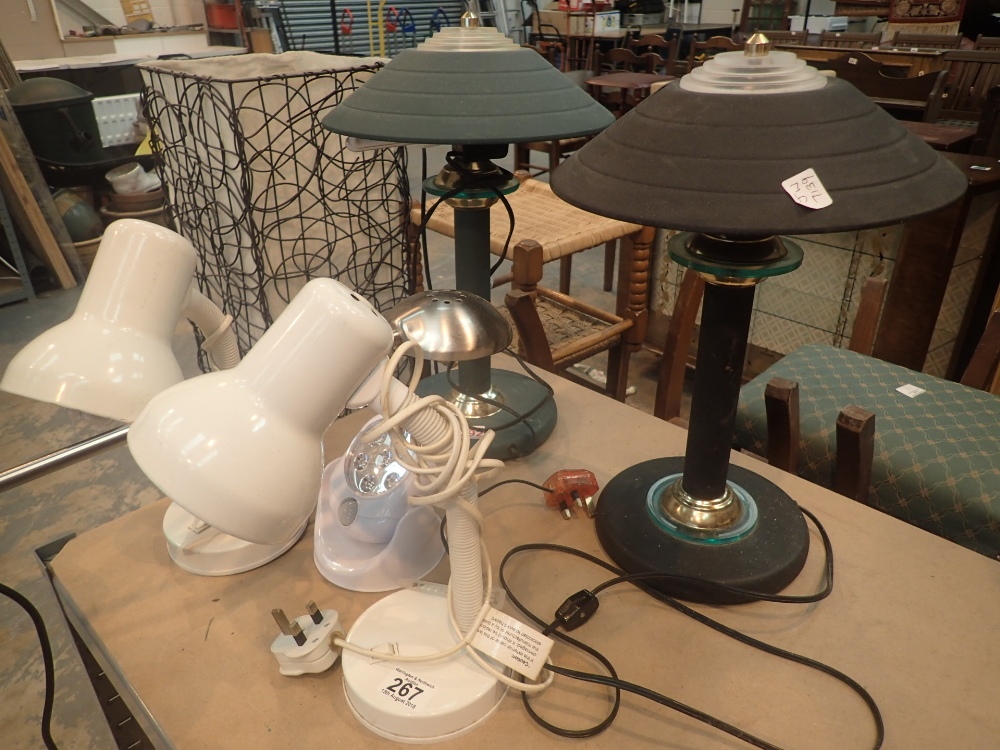 A pair of table lamps pair of flexible desk lamps standard lamp and wireless security light with
