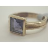 9ct gold square amethyst solitaire ring