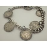 925 silver bracelet with six pennys