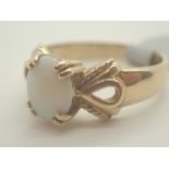 9ct gold opal solitaire ring size L / M