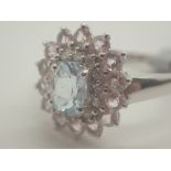 9ct white gold aquamarine white sapphire