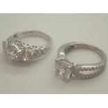 Two silver rings stamped 925 size K