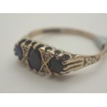 9ct gold antique style sapphire and diam