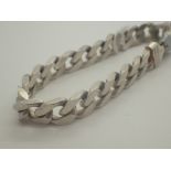 Silver heavy solid curb bracelet fully h